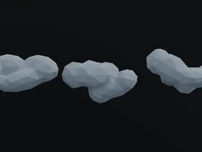 Cartoon clouds asset Polygonal Style Low-poly 3D model