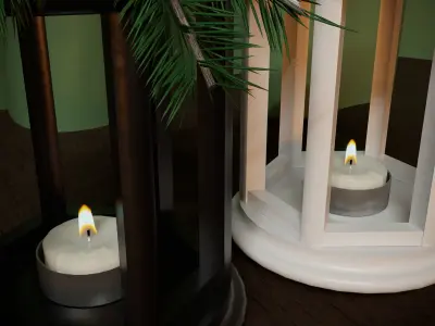 Cristmas flashlights with candles 3D model