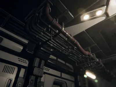 Modular Sci-Fi Corridor Pack Low-poly 3D model