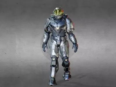 Armored Character game ready Low-poly 3D model