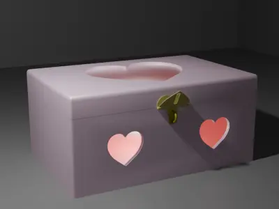 Cute box with heart shaped windows 3D model