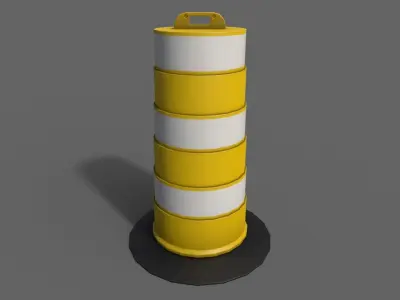 PBR Traffic Drum Barrel Yellow Low-poly 3D model