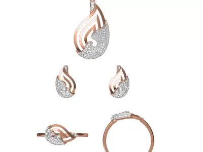 Light wt Ring Earrings Pendant set stl jcd 1-render details 3D print model shop