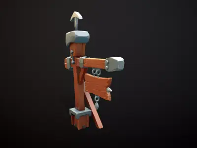 Stylized Wood Sign Low-poly 3D model