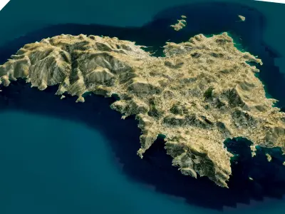 Syros Island 3D model terrain Low-poly 3D model