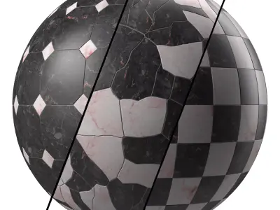 Marble Tile Materials 14- Marble Mixed by Stone  Pbr 4k Seamless Low-poly 3D model