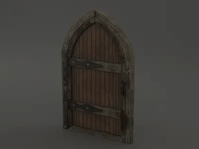 Medieval Door Wooden Arch 3D Model Low-poly 3D model