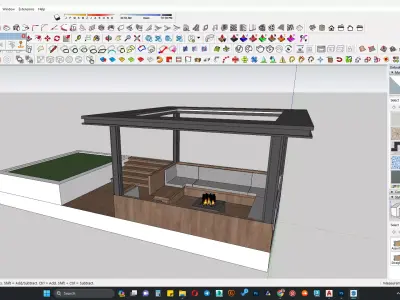 Outdoor sitting along with pargola 3D model