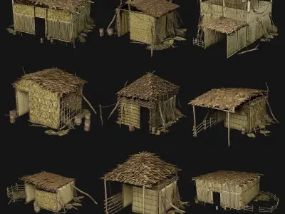 JUNGLE SWAMP CITY TRIBAL VILLAGE MEGA BUILDER AAA COLLECTION 3D Model Pack