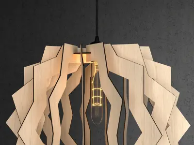 Wood Pendant Lamp 6 3D model