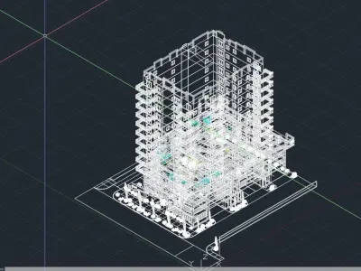 Hi Rise Condo with parking garage and Pool Deck 3D model