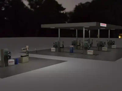 Petrol station asset pack 3D model