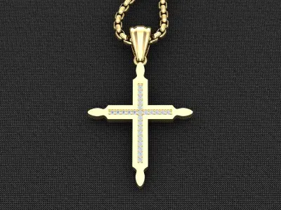 High Cross Pendant Light Gold 18K 3CP097 3D model