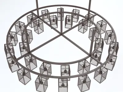 Wrought Iron Concentric Circle Cage Light 3D model