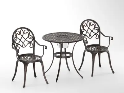 Outdoor 3 Piece Patio Bistro Set of Table and Chairs  3D model
