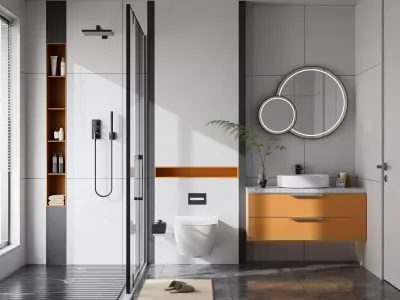 Bathroom scene washroom toilet shower room 3D model