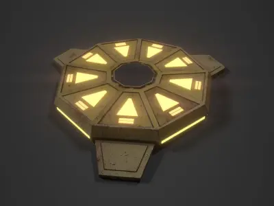 Simple jump-pad and sci-fi portal device Low-poly 3D model