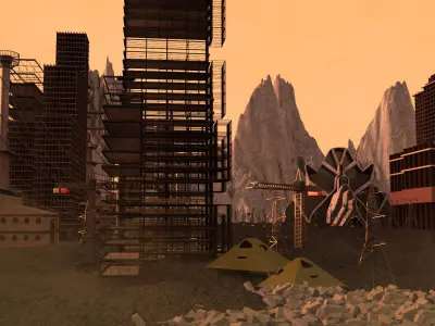 Sci-Fi Cyberpunk City and Desert Pack Low-poly 3D model