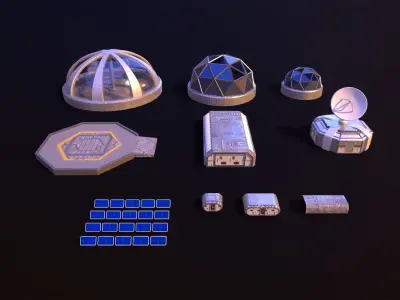 Lunar Base Low-poly 3D model