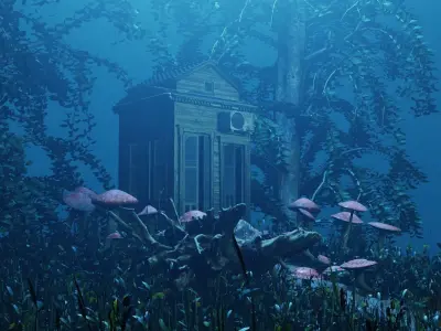 Cottage and Garden Low-poly 3D model