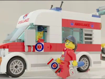 Lego Ambulance and paramedics squad 3D model