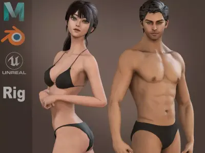 Male Female Base Rig Low-poly 3D model