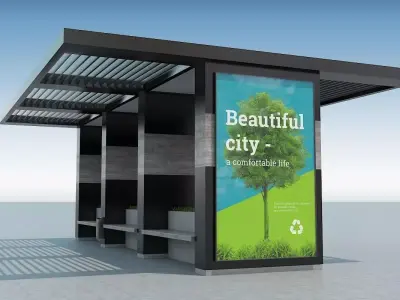 Street Pergola with Bench 3D model