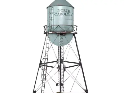 Water tower tank Low-poly 3D model