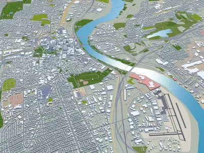 Hartford City Connecticut USA Low-poly 3D model