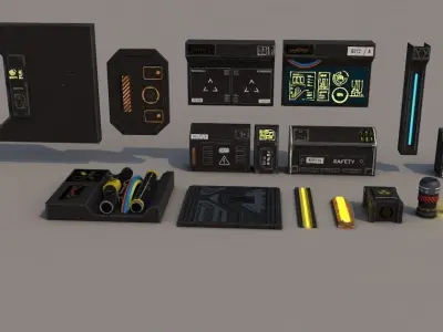 Sci-Fi Modular Corridor Low-poly 3D model