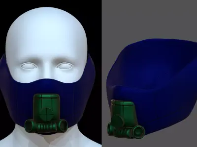 Gas mask helmet 3d model scifi Low-poly  Low-poly 3D model