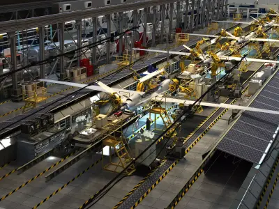 Aircraft manufacturing factory 3D model