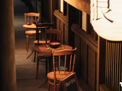 Ramen Restaurant Environment Low-poly 3D model