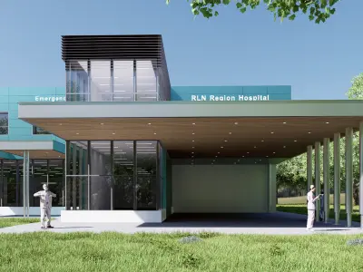 Realistic Medical Center Building 3D Model  Hospital Exterior Low-poly 3D model