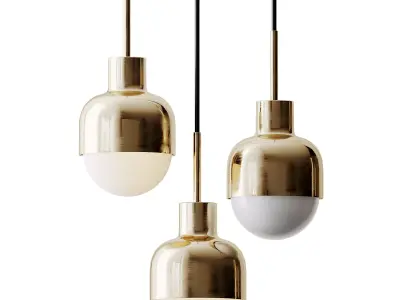 Gold Simple Iron Droplight Pendant Light 3D model