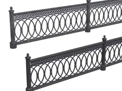 Park fence 02 Low-poly 3D model