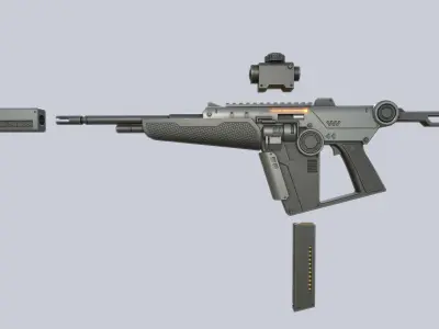 Sci fi elite rifle Low-poly 3D model