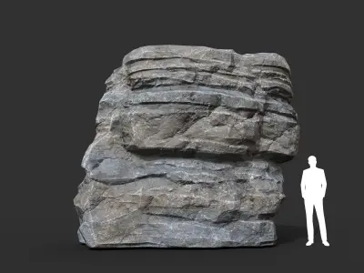 Low poly Gray Cliff Rock 200915 Pack B Low-poly 3D model