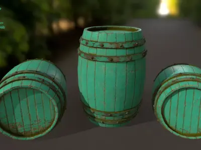 Wood  Barrel Low-poly 3D model