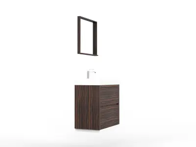 KubeBath Bliss Floor Mount Bathroom Vanity Walnut Low-poly 3D model