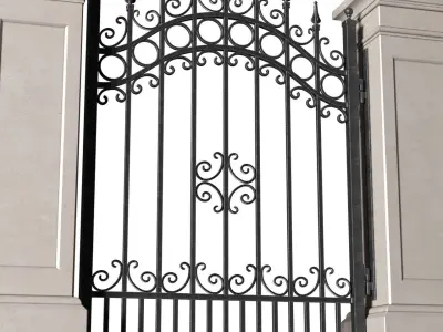 Entrance Forged Gates in classic style 3D model
