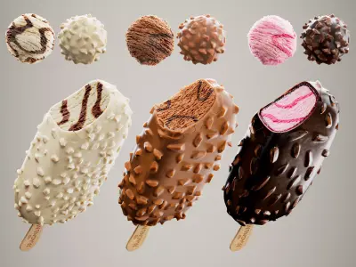 6 Magnum Ice creams  and 2 Scene setups 3D model