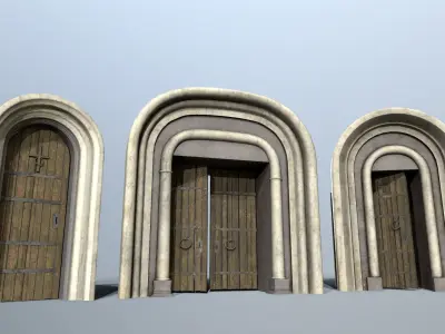 Medieval Door Set Low-poly 3D model