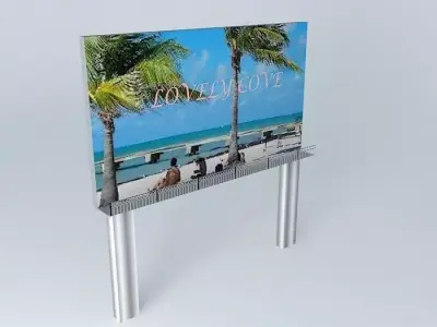 Bilboard headboard with metal legs Free 3D model