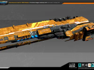 Federation Dreadnought 2A Low-poly 3D model