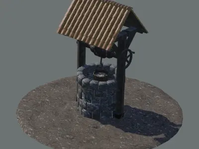 2 full sized Medieval Wells 3D model