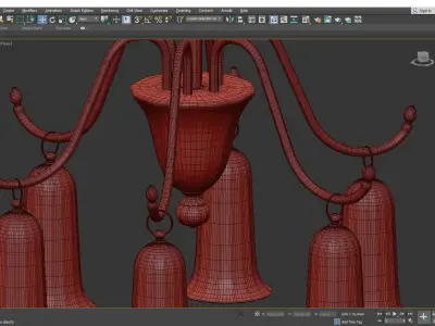 Murano Blown Glass Straw Colored Chandelier Low-poly 3D model