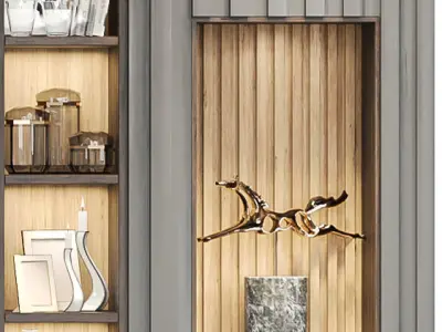 Wall with TV and decor 3D model
