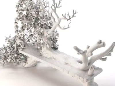 Wooden bench with English ivy 3D model