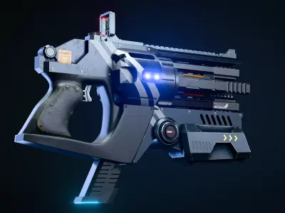 Cyberpunk Game-Ready Handgun Low-poly 3D model